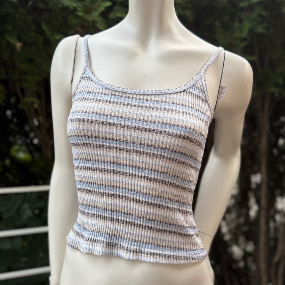 Vintage Backstage Signal USA Tank Top Striped Ribbed Knit Cami 90s Indie S/M‎